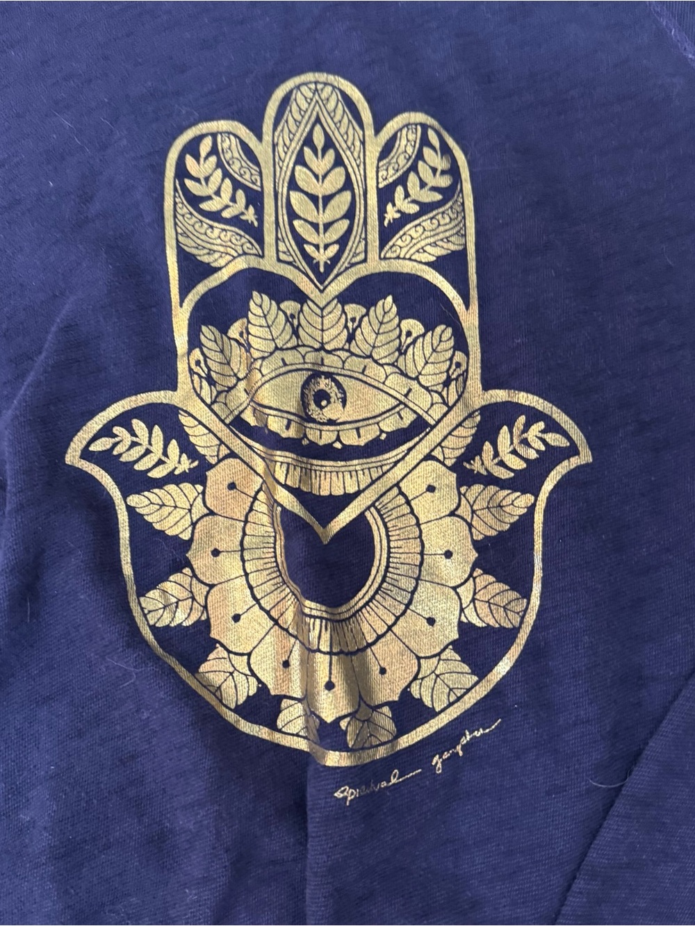Spiritual Gangster Navy Pullover with Gold Script Label - Picture 2 of 5